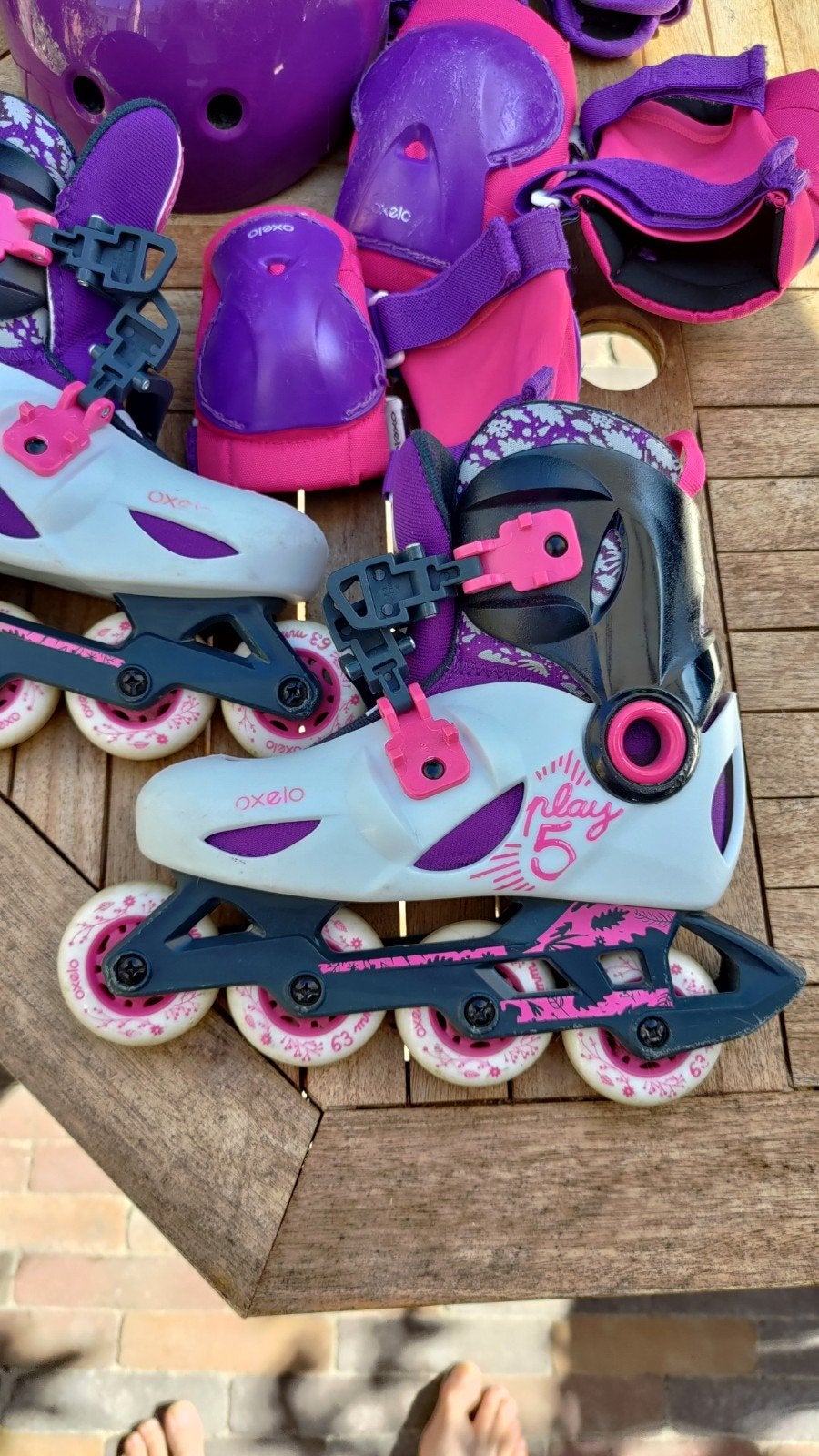 Set kinder skeelers en beschermers, Ophalen, Gebruikt