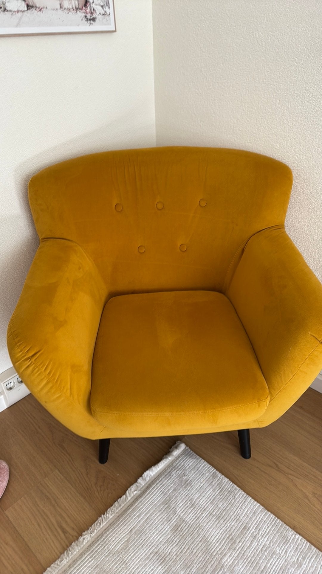 fauteuil – mosterdgeel / okergeel, Ophalen, Zo goed als nieuw, Minder dan 75 cm, 75 tot 100 cm