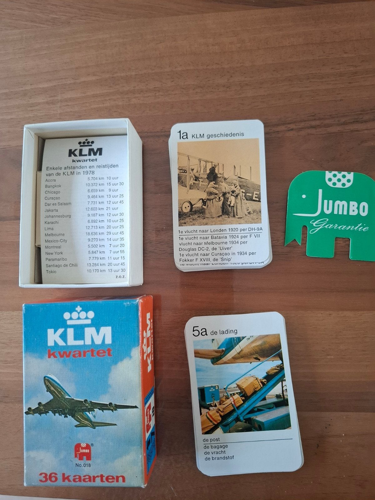 Vintage KLM Kwartet Kaartspel - 36 Kaarten, Drie of vier spelers, Ophalen of Verzenden, Gebruikt, Jumbo