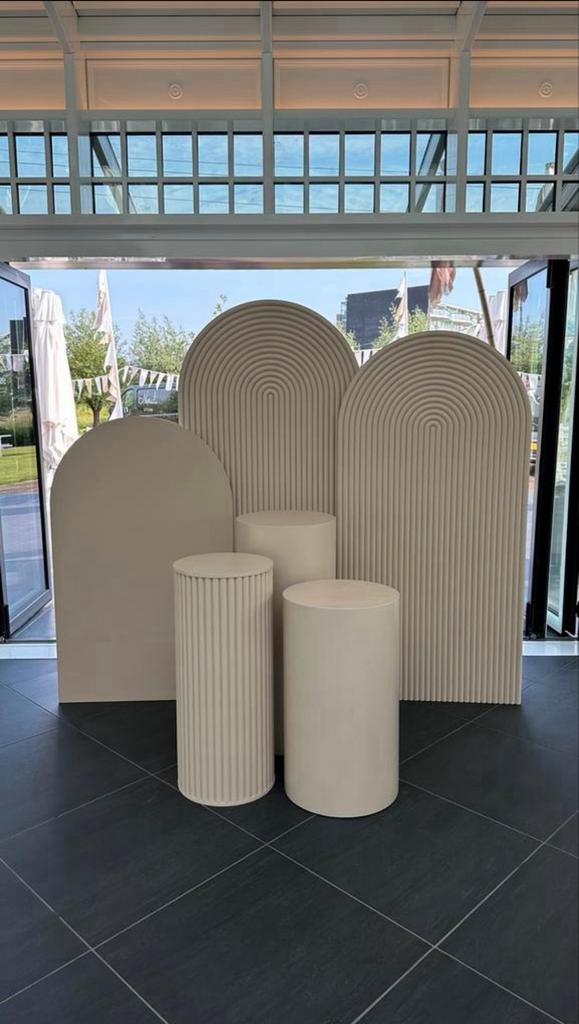 Beige backdrop - rond - feest en verhuur - gender reveal, Ophalen, Zo goed als nieuw, Overige
