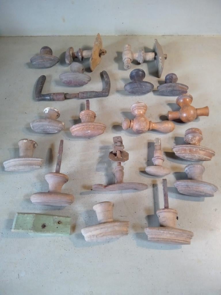 Oude antieke deurknoppen hout en metaal, Antiek en Kunst, Ophalen of Verzenden