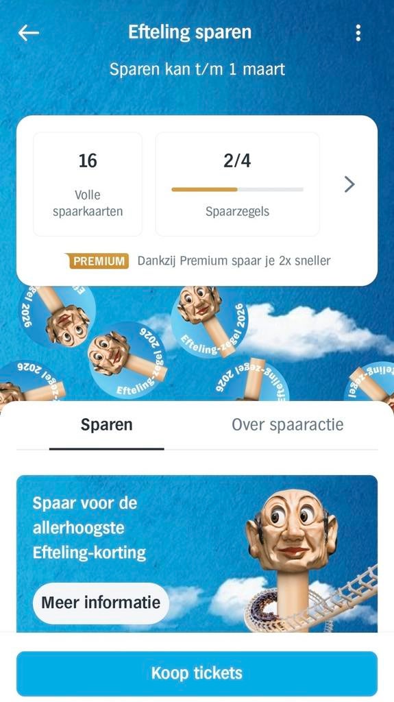 Efteling AH actie volle spaarkaarten, Tickets en Kaartjes, Recreatie | Pretparken en Attractieparken