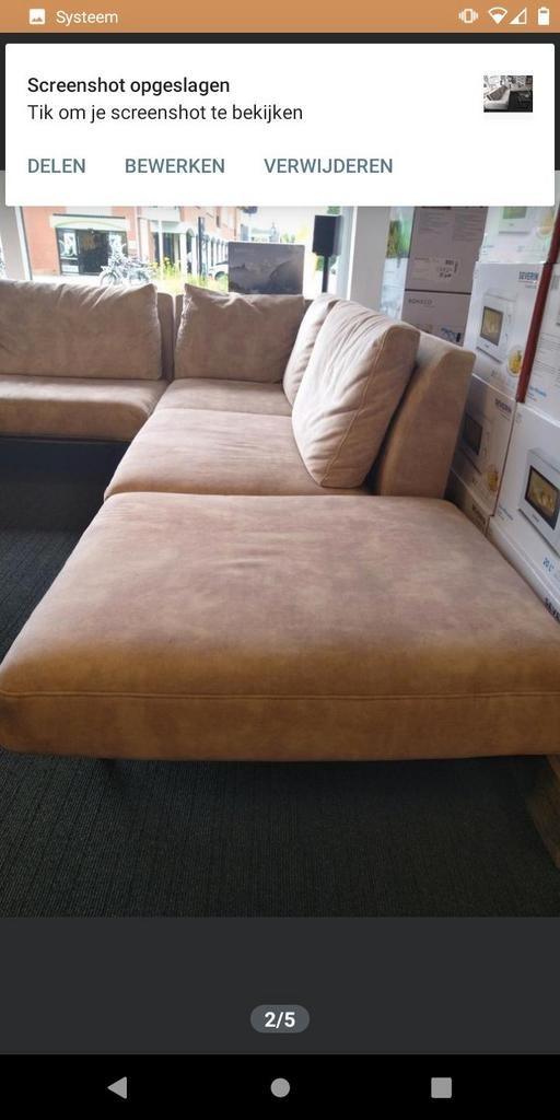 Bank ZICO passe-partout velours beige opruiming, Ophalen of Verzenden, Nieuw
