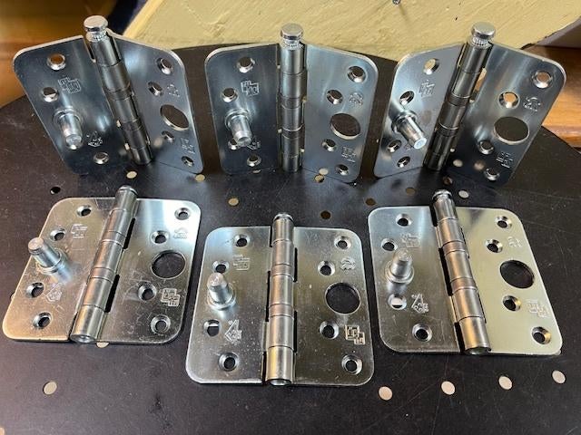 6x Kogellagerscharnier 89x89 afgerond SKG* NIEUW € 25.00, Ophalen of Verzenden, Nieuw, Chroom, Scharnier