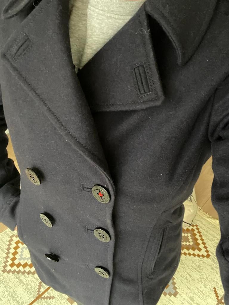 Tommy Hilfiger wollen winterjas Marine Blauw Maat M, Ophalen of Verzenden, Zo goed als nieuw, Blauw