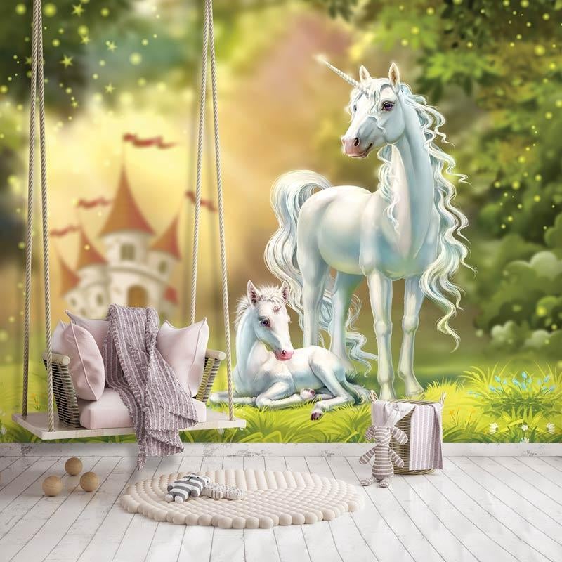 Fotobehang / Behang - Kinderkamer - Unicorn in Elfenland, Ophalen of Verzenden, Minder dan 10 m², Info@fotobehangkoning.nl, Groen