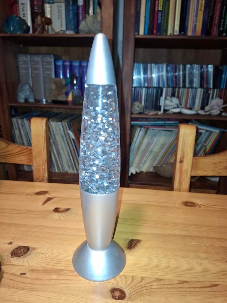 Retro Lavalamp Zilver, Gebruikt, Ophalen of Verzenden, Minder dan 100 cm, Metaal