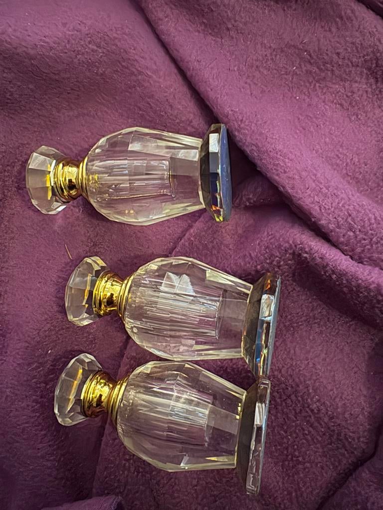 Set van 3 decoratieve parfumflesjes vintage, Overige kleuren, Ophalen of Verzenden, Minder dan 50 cm, Glas