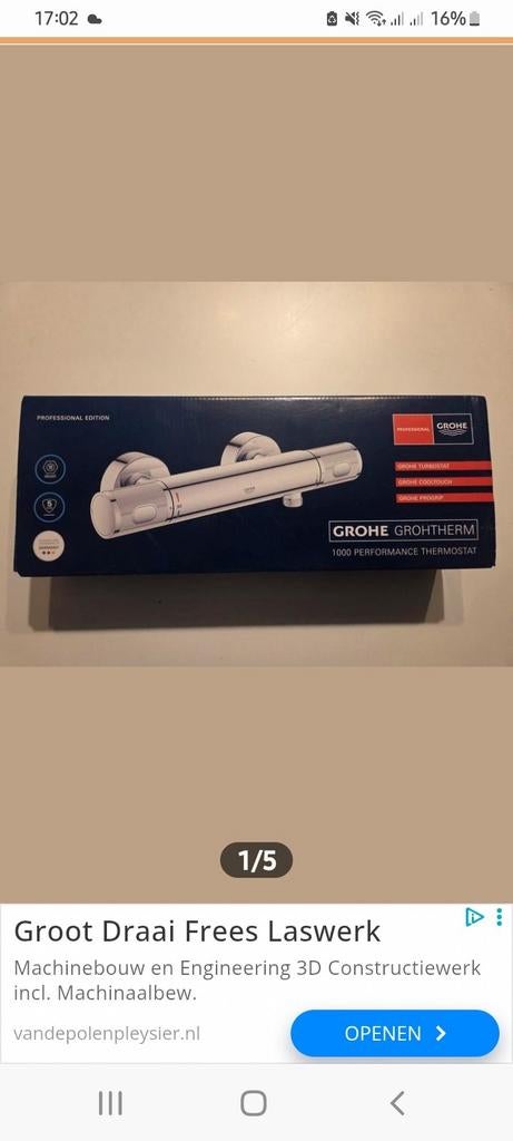 Grohe Thermostaatkraan -, Ophalen of Verzenden, Nieuw, Rvs, Kraan