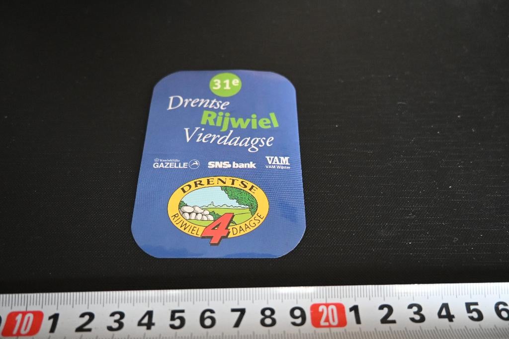 sticker 31e Drentse Rijwiel Vierdaagse Gazelle SNS bank VAM, Ophalen, Zo goed als nieuw