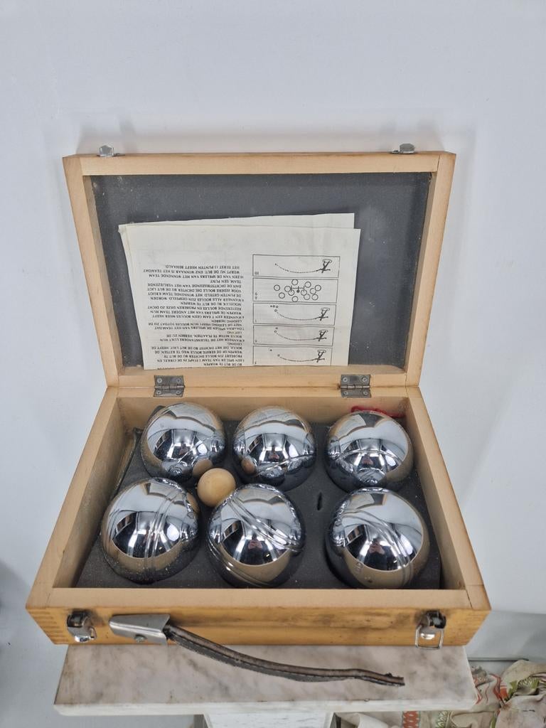 Jeu de Boules Set | 6 Metalen Ballen | Houten Kist, Sport en Fitness, Bowlen, Gebruikt, Onbekend, Bal, Ophalen of Verzenden