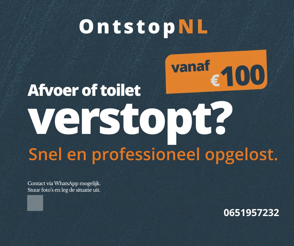 Afvoer of wc verstopt? Direct hulp  vanaf €100,-, 24-uursservice, Onderhoud