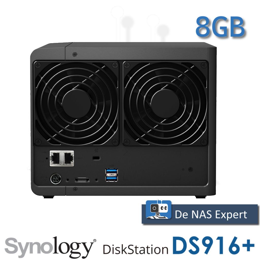 NAS Synology DS916+ 8GB refurbished, Computers en Software, NAS, Info@synology.com, Synology, Refurbished, Ophalen of Verzenden