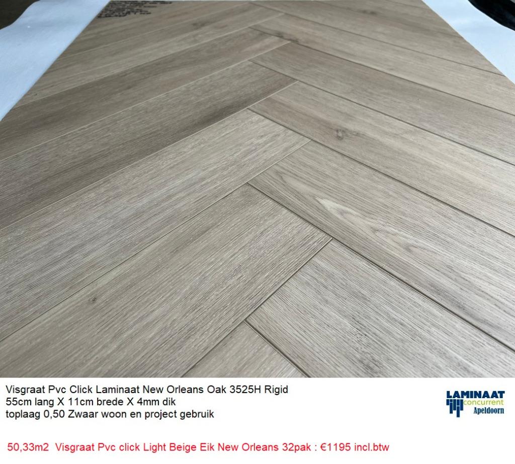 50,33m2  Visgraat Pvc click Orleans Beige Eik 32pak : €1195