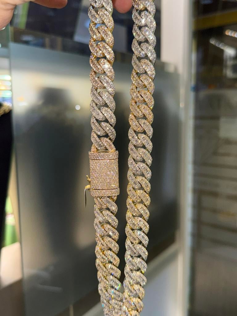 14KT Goud - 255 Gr-Diamant Cuban VVS - Cuban Chain - Ketting, Sieraden, Tassen en Uiterlijk, Kettingen, Ophalen, Zo goed als nieuw
