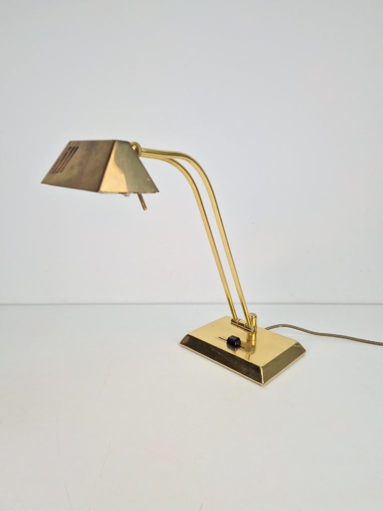 Vintage Hillebrand messing tafellamp bureaulamp Germany ‘70, Huis en Inrichting, Lampen | Tafellampen, N, Regency vintage, Ophalen of Verzenden