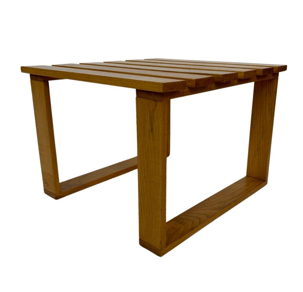 Vintage latten salontafel bijzettafe jaren 70 eiken slatted, Ophalen, Gebruikt, 50 tot 100 cm, Eikenhout