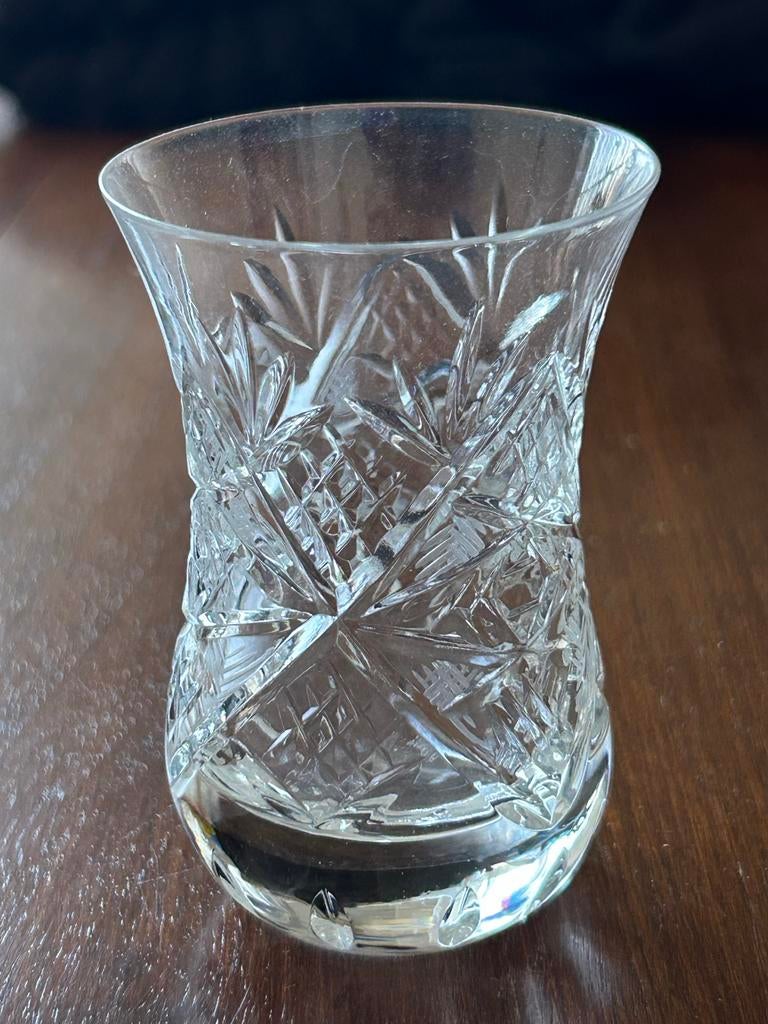6x Kristallen glaasjes met geslepen motief, Antiek en Kunst, Antiek | Glas en Kristal, Ophalen