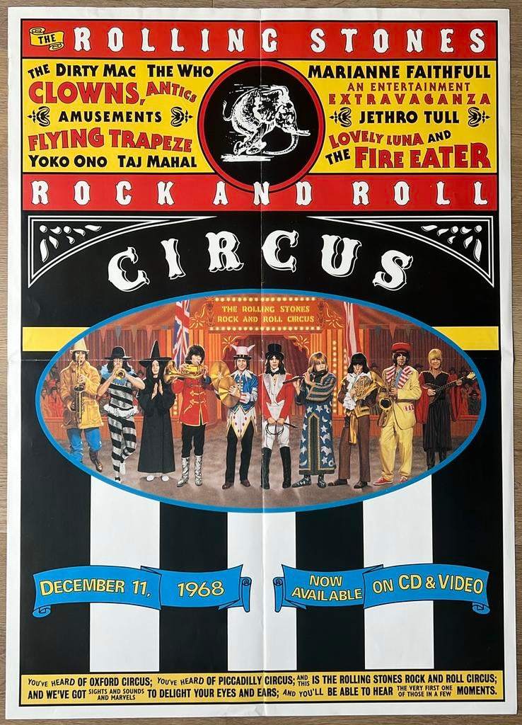 Rolling Stones - Rock And Roll Circus Poster, Ophalen of Verzenden, Zo goed als nieuw, A1 t/m A3, Muziek
