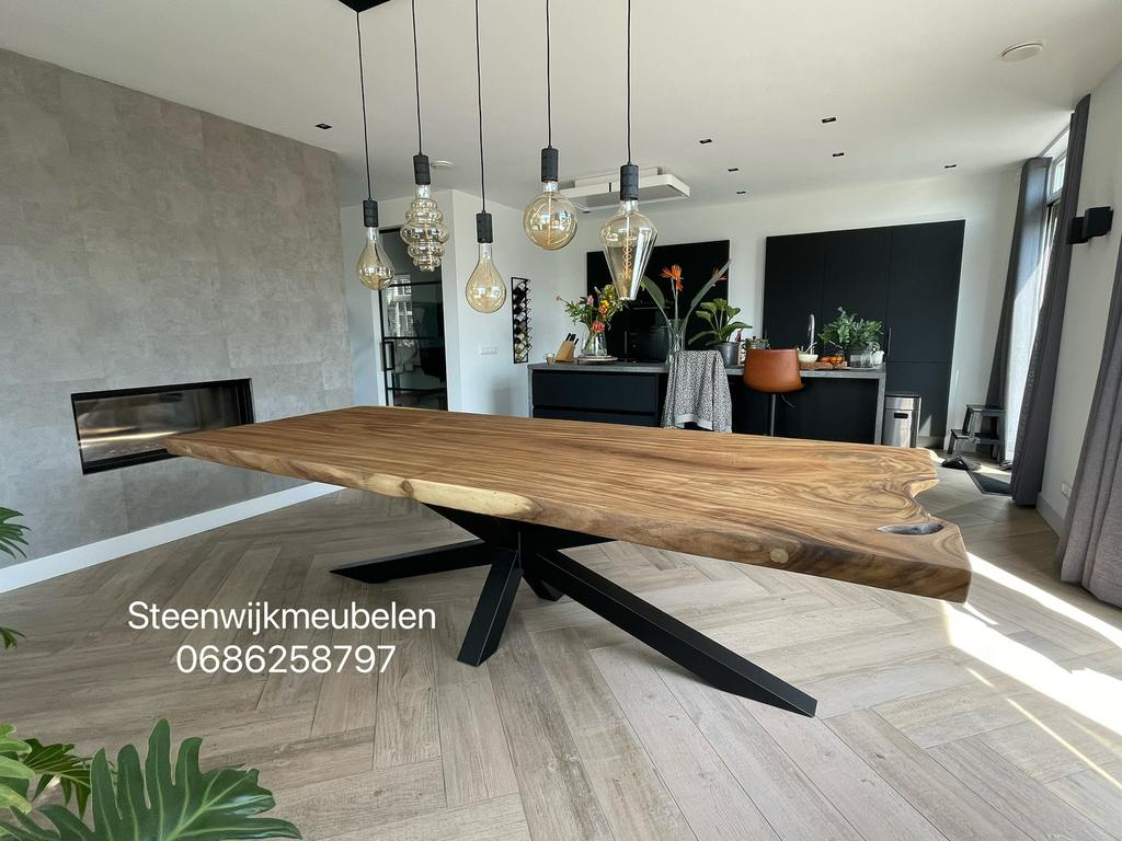 Suar Boomstamtafel 220 240 280 300 400 kies je eigen tafel, Huis en Inrichting, Tafels | Eettafels, Ophalen of Verzenden, Nieuw