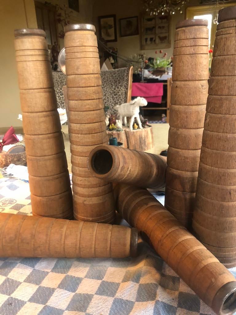 Brocante houten weefklossen., Ophalen of Verzenden