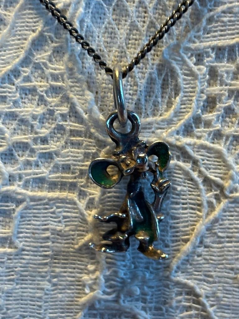 Zilveren Diddl aan zilveren ketting, Ophalen of Verzenden, Zo goed als nieuw, Zilver