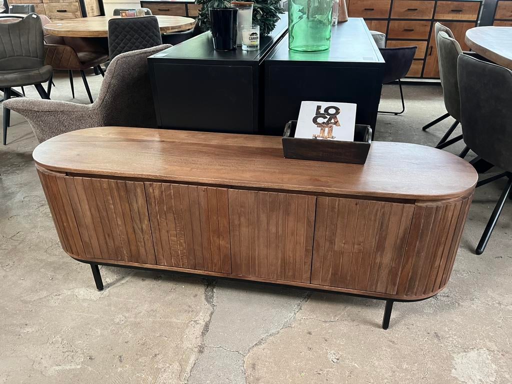 Magazijn leegverkoop tv meubel Remi mangohout ribbel, Nieuw, Ophalen of Verzenden, Info@wkhome.nl, Argonweg 20 Amersfoort