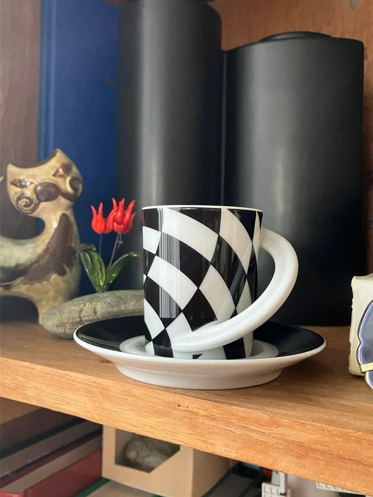 Jan van der Vaart Rosenthal Cupola Espresso, Ophalen, Porselein, Kop en/of schotel