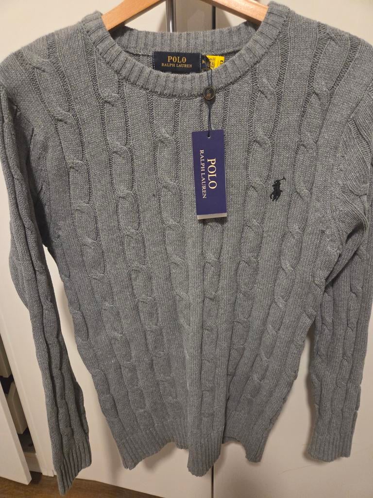 Polo Ralph Lauren kabeltrui Grijs Maat M, Maat 48/50 (M), Ophalen of Verzenden, Grijs, Polo Ralph Lauren