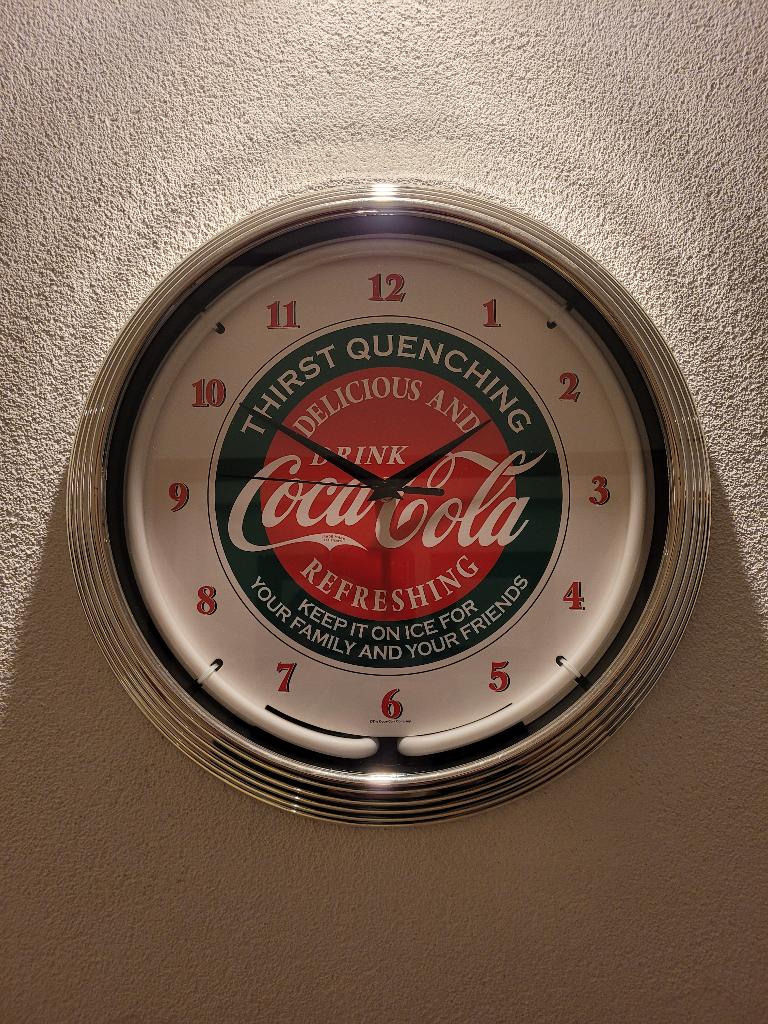 Coca Cola klokken neonverlichting neon lamp ROUTE 66 fifties, Ophalen, Zo goed als nieuw, Lichtbak of (neon) lamp