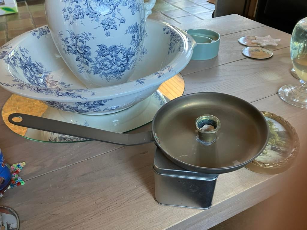 Koperen kandelaar met lange steel, Ophalen of Verzenden