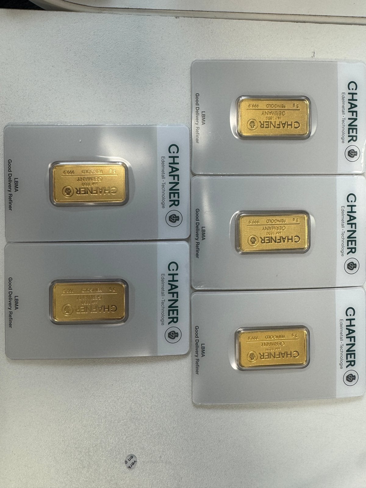 5 gram goudbaar C. Hafner met certificaat, Ophalen of Verzenden, Goud