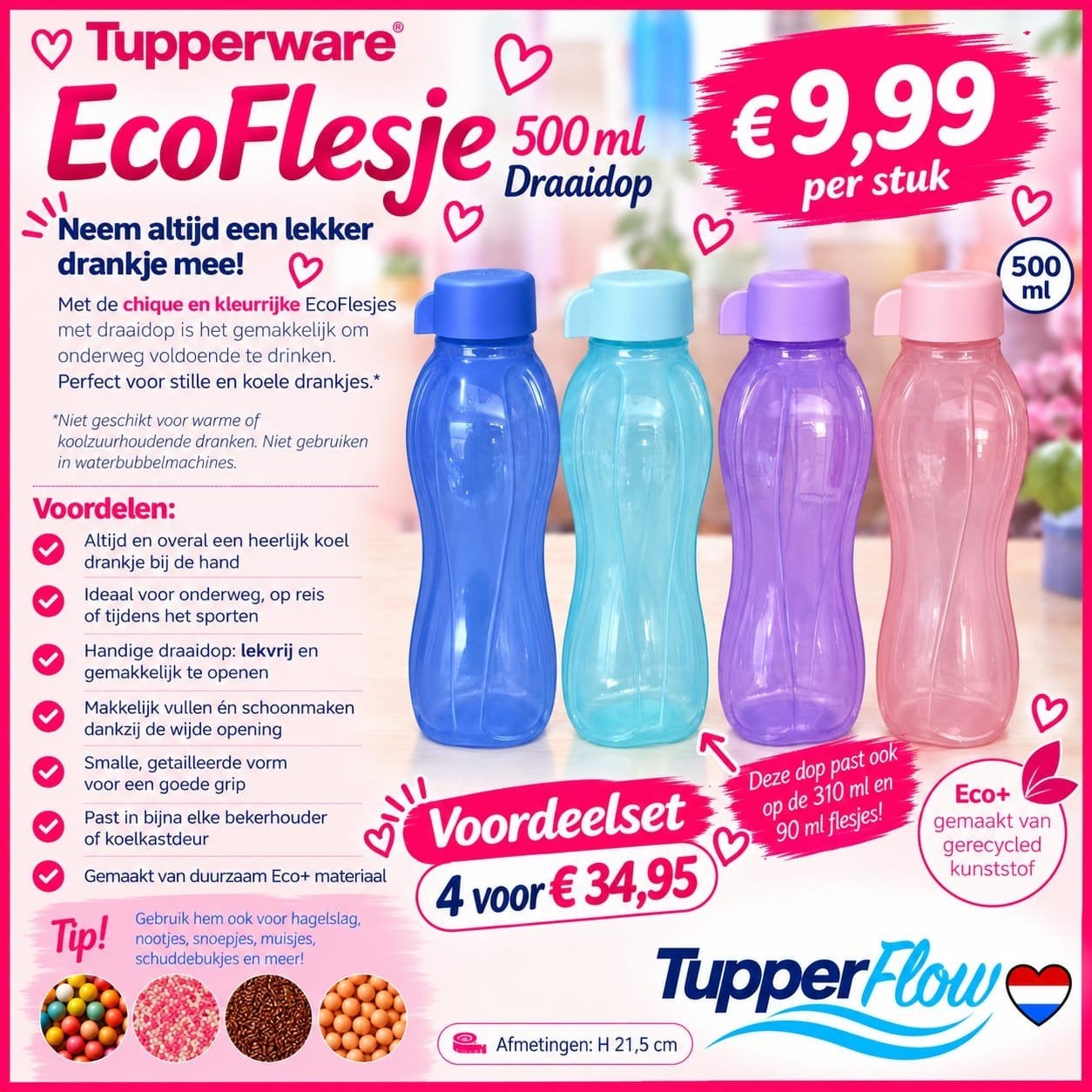 TUPPERWARE Eco fles 500 ml Draaidop
€ 9,99

TUPPERWARE, Ophalen of Verzenden, Nieuw