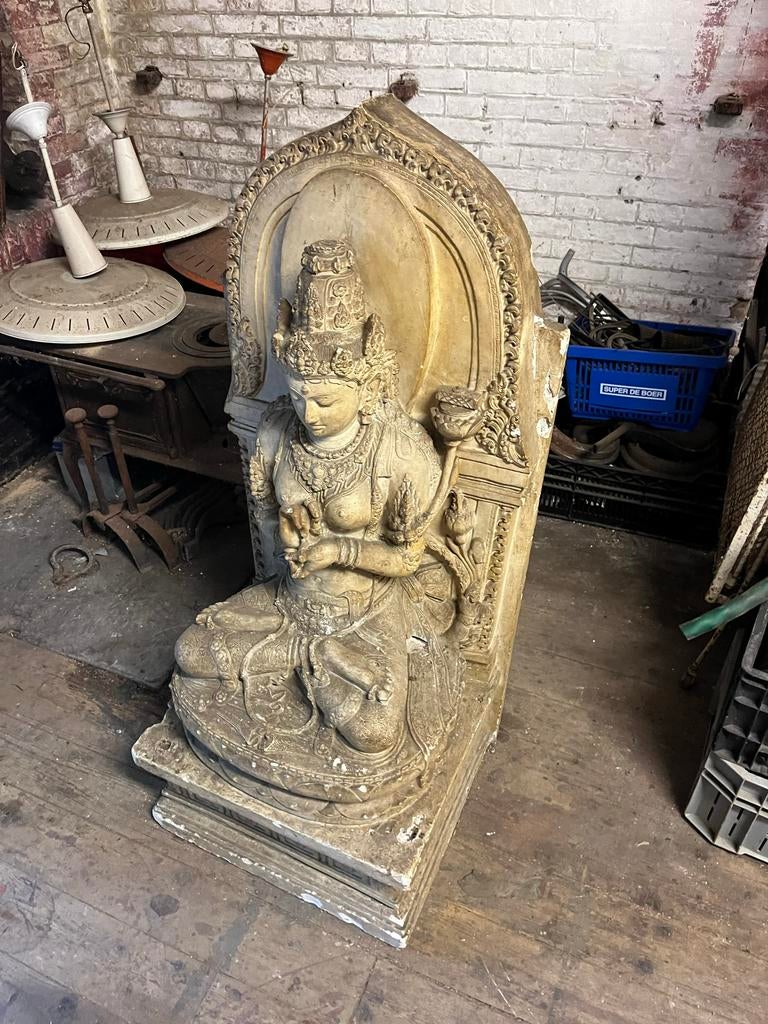 Groot oud Boeddha Beeld, antiek, Ophalen, 50 - 100 cm, Handgemaakt, Steen of Keramiek