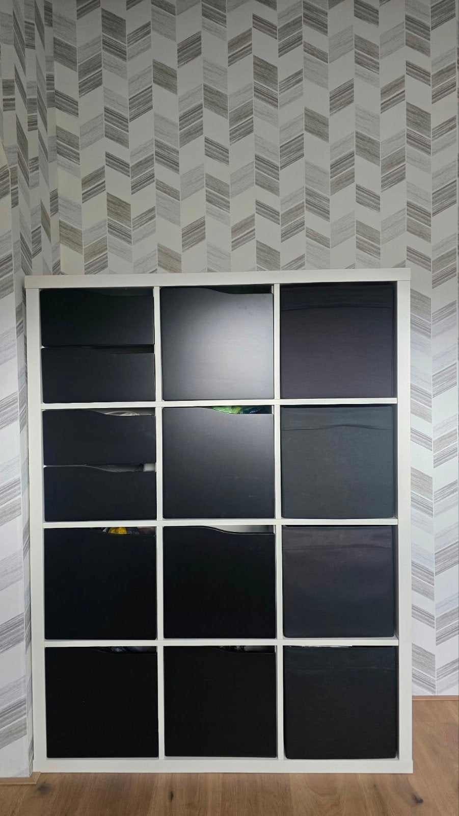 ikea kallax kast 112 x 147 cm met veel inzet lade + deur, Ophalen, 100 tot 150 cm, 5 laden of meer, Zo goed als nieuw