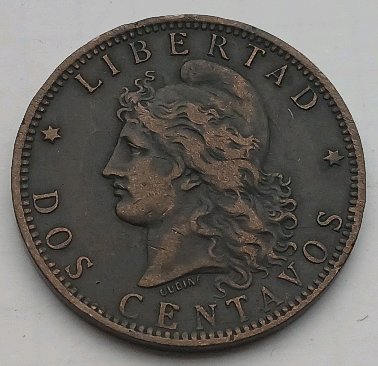 2 Centavos 1892 Argentinie Oude Antieke Munt Amerika Brons, Ophalen of Verzenden, Zuid-Amerika
