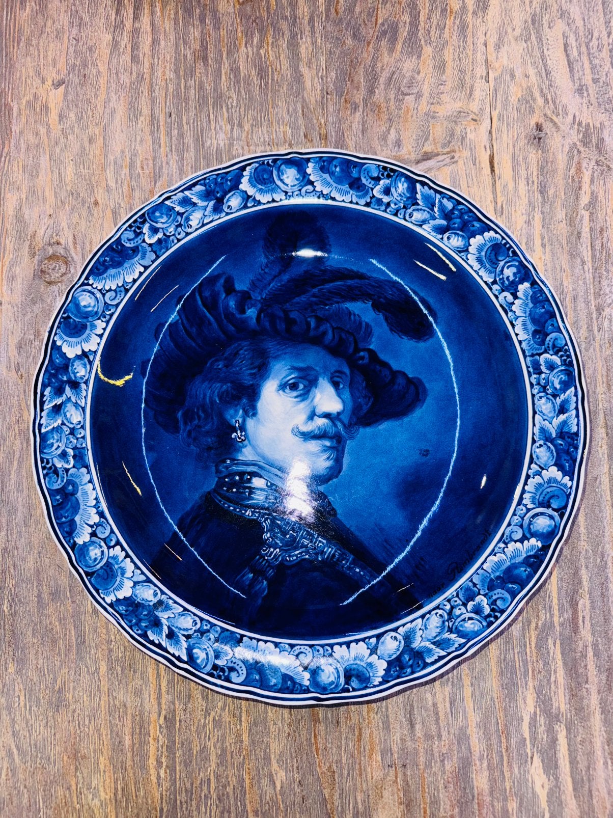 Delfts Blauw Porceleyne Fles naar Rembrandt 41cm bord, Ophalen
