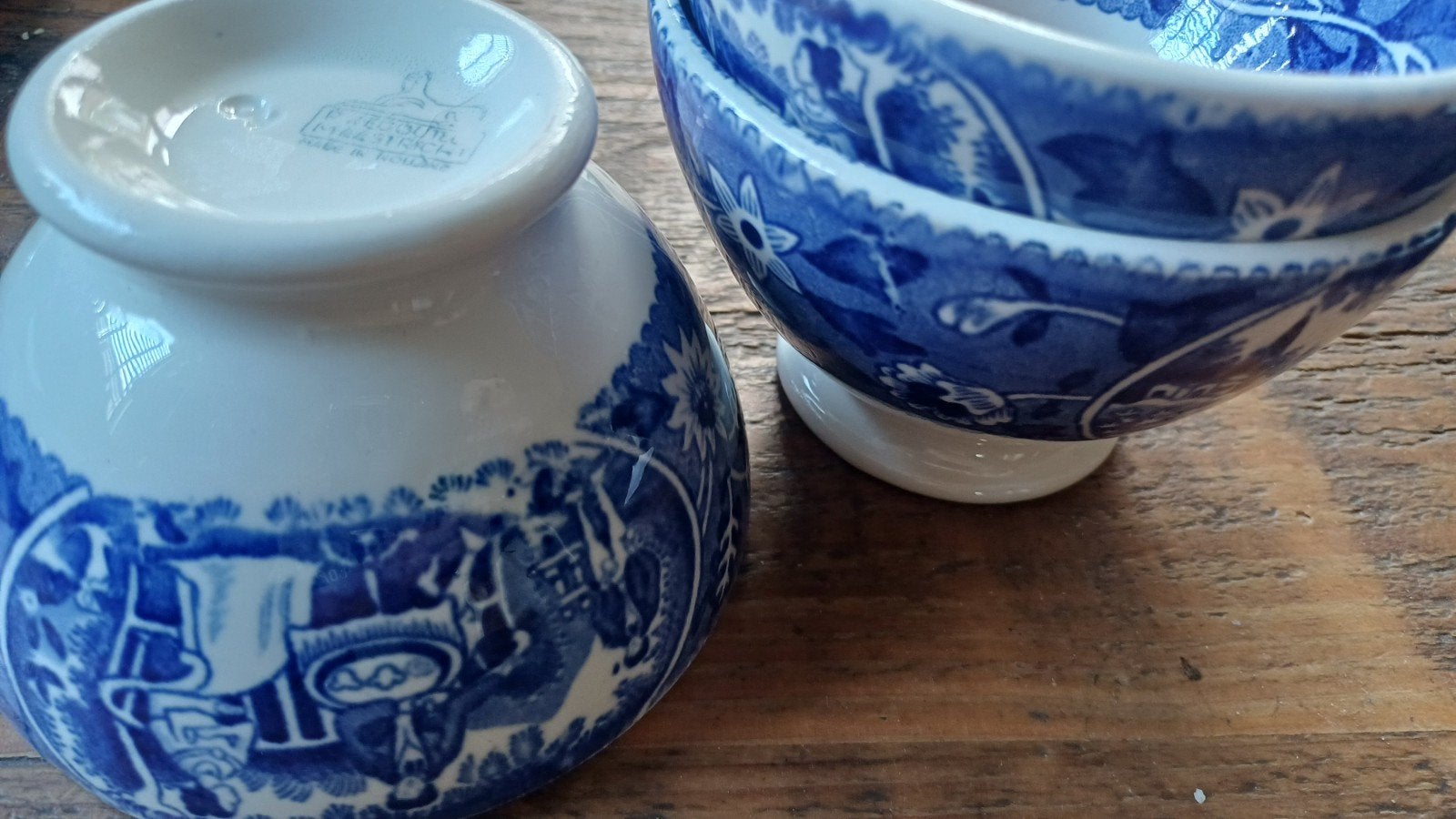 Petrus Regout Maastricht Kommen Teadrinker - Blauw Wit, Ophalen