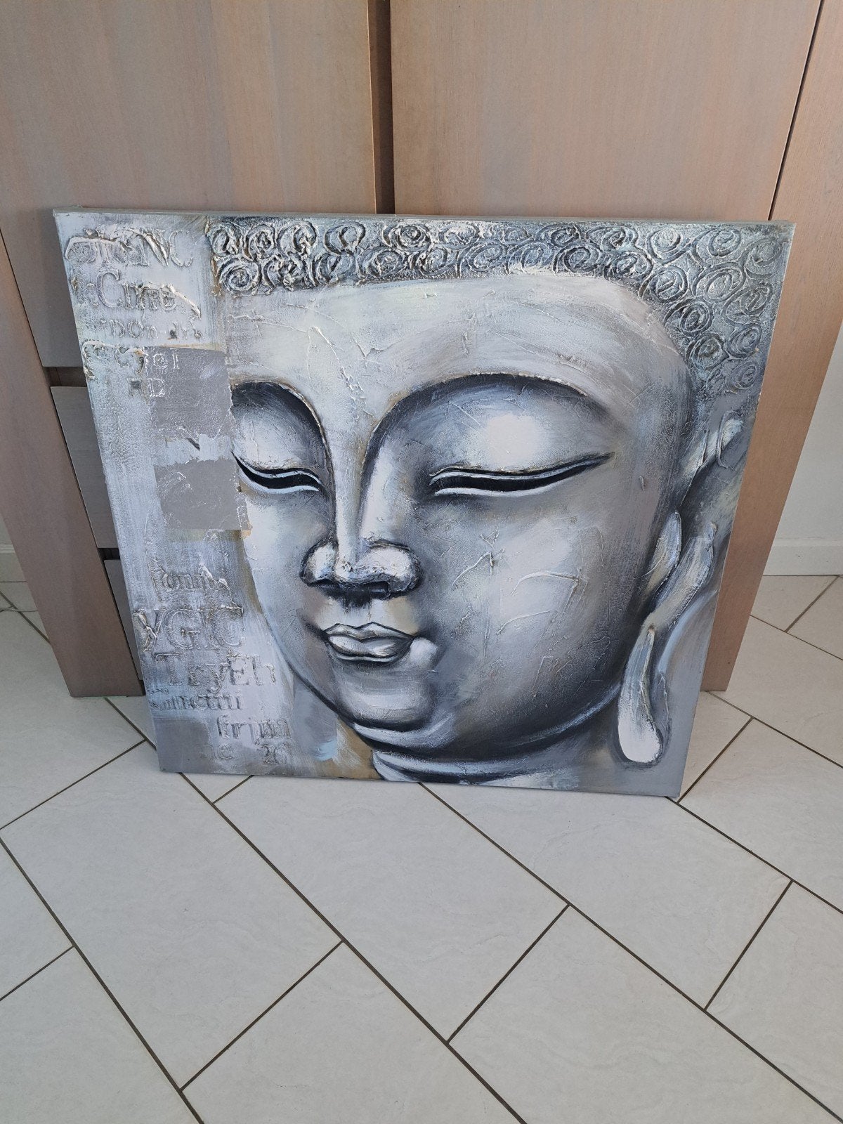 Boeddha Schilderij 100x100cm - Rustgevende Kunst, Huis en Inrichting, Woonaccessoires | Schilderijen, Tekeningen en Foto's, Ophalen
