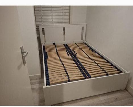 Ikea Songesand wit 140*200 met lattenbodem en lades, Gebruikt, Wit, Tweepersoons, 200 cm