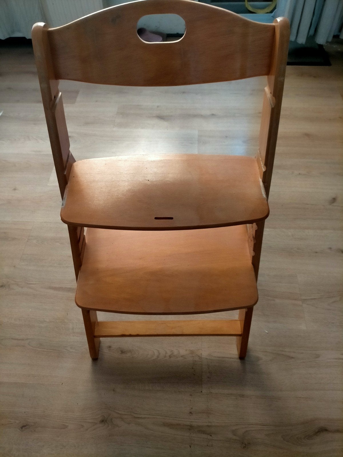 Houten meegroeistoel, keuken trapje., Ophalen of Verzenden, Gebruikt, Meegroeistoel, Aanschuifbaar