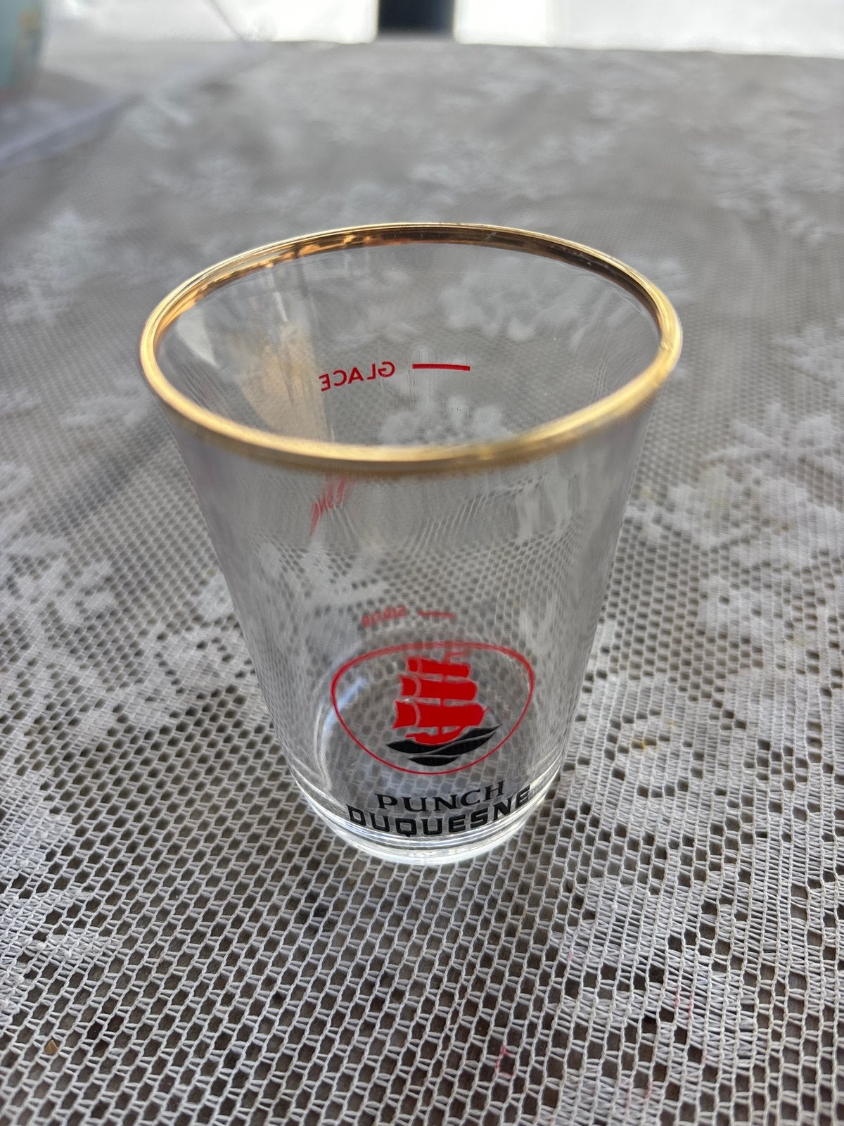 Vintage Punch Duquesne Rum Glas met Gouden Rand, Ophalen of Verzenden