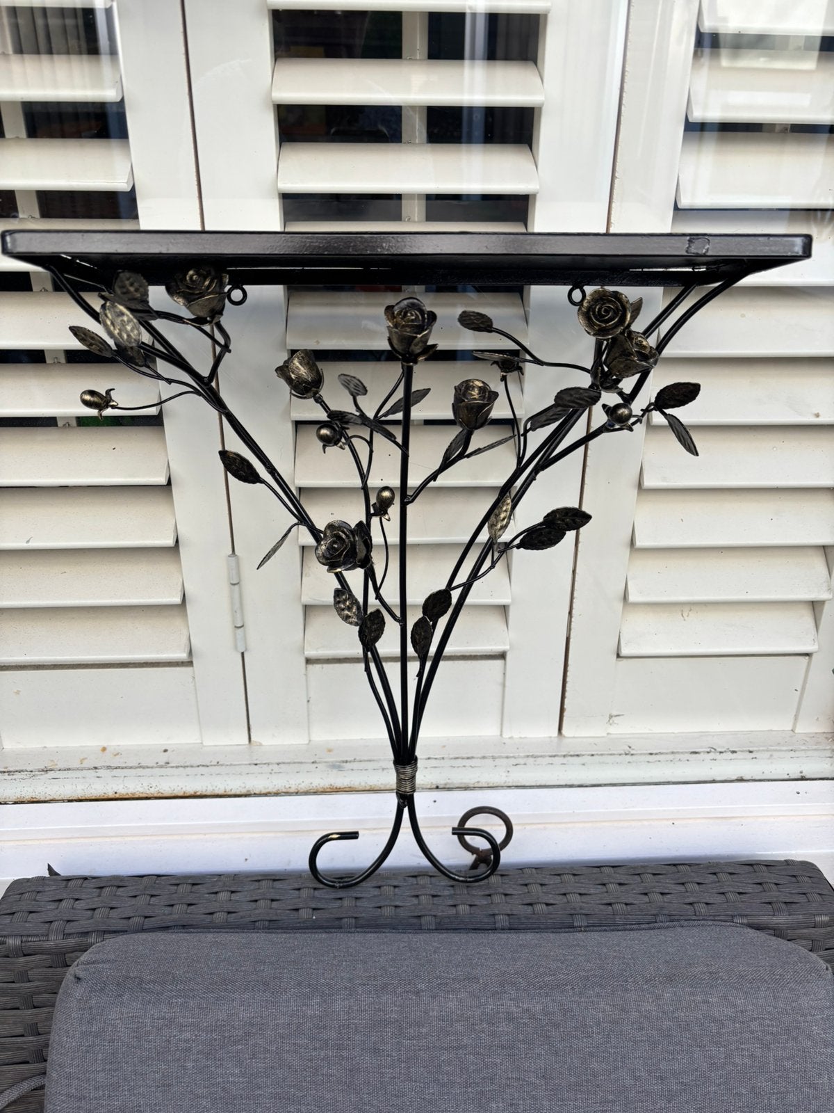 Franse console zwart goud roosjes brocante, Ophalen, Gebruikt