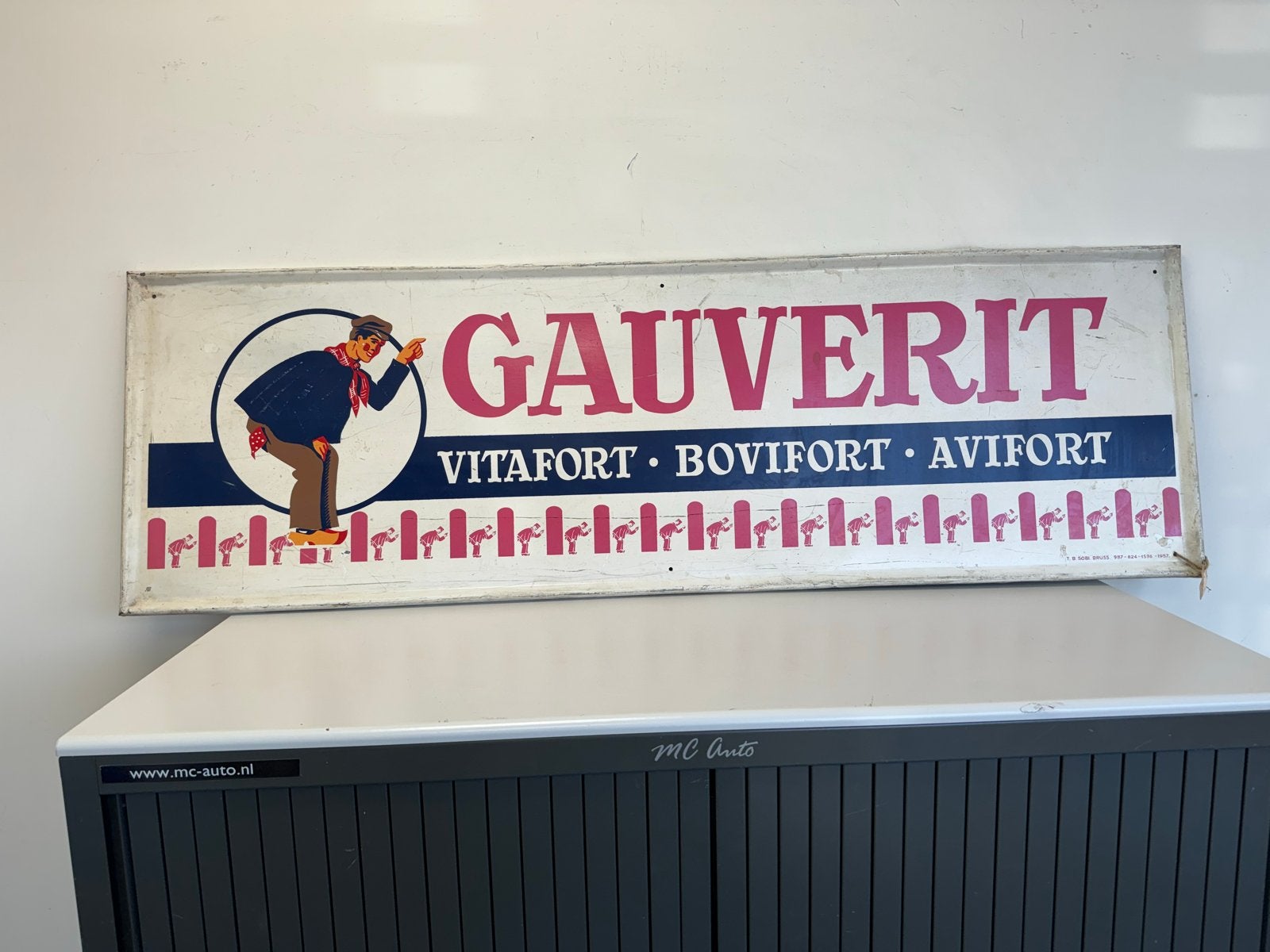 Vintage reclamebord Gauverit Vitafort 1957, Ophalen, Gebruikt, Reclamebord