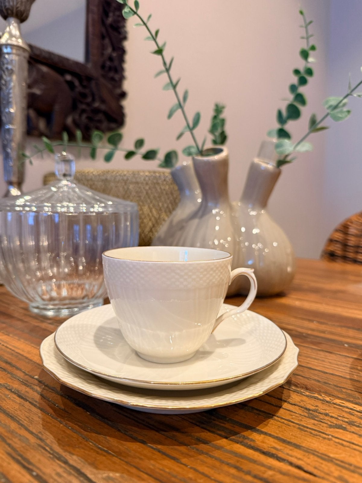 Royal Copenhagen driedelige set porselein, Overige merken, Vintage, Ophalen of Verzenden, Zo goed als nieuw
