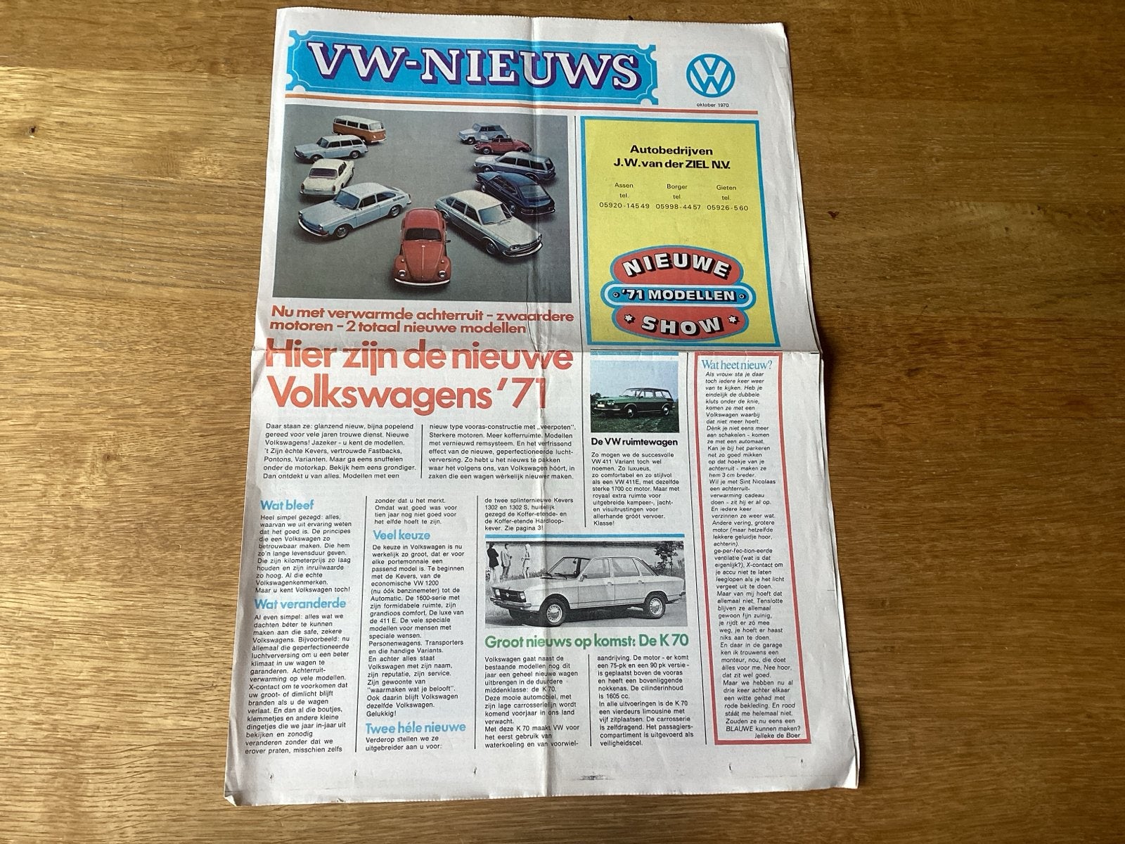 VW-Nieuws 1971 Modellen Show - Originele Krant, Ophalen of Verzenden, Gelezen, Volkswagen