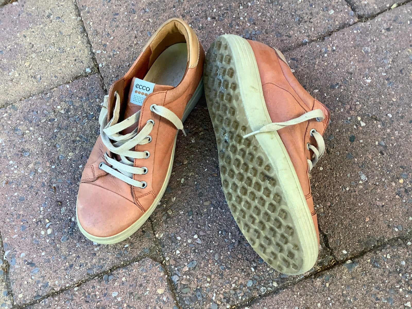 Heren golfschoenen Oranje/roze leren sneakers, Sport en Fitness, Golf, Ophalen, Schoenen