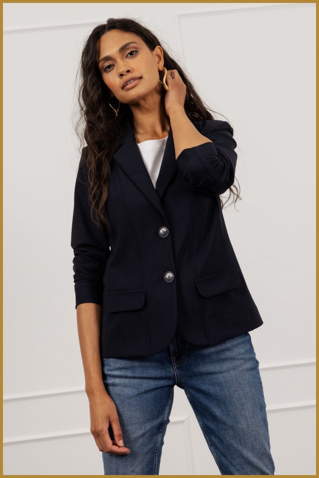 Studio Anneloes bright bonded blazer blauw travelstof XL, Blauw, Maat 46/48 (XL) of groter, Ophalen of Verzenden, Zo goed als nieuw