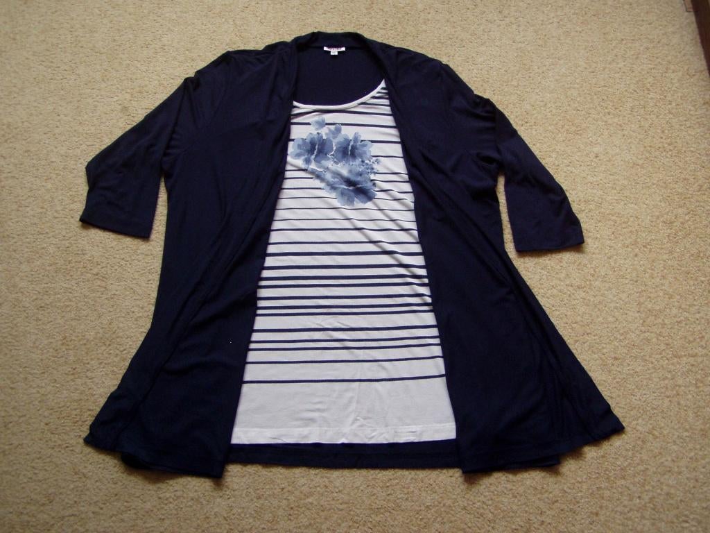 Blauw/wit shirt/vest KINGFIELD, Kleding | Dames, Blauw, Maat 46/48 (XL) of groter, Ophalen of Verzenden, Zo goed als nieuw
