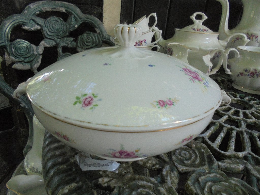 Dekschaal H & C bloemboeket met grote roze roos, Antiek en Kunst, Ophalen of Verzenden